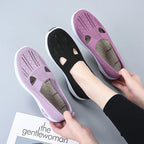Damen Neue Sommerschuhe Mesh Atmungsaktive Sneaker Leichte Slip-on Plateau Freizeitschuhe Damen Rutschfeste Gehschuhe Gewebte Schuhe