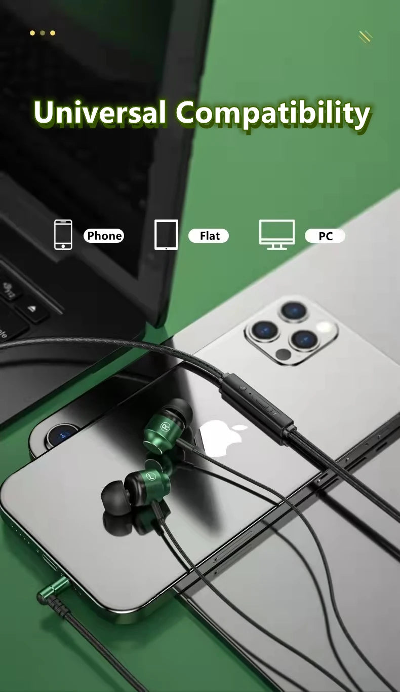 Gamer kabelgebundene Kopfhörer Gaming kabelgebundene Ohrhörer Metall HiFi Bass Stereo 3,5mm Ohrhörer Earbud für Handy Computer Mikrofon L-Klinke magnetisch