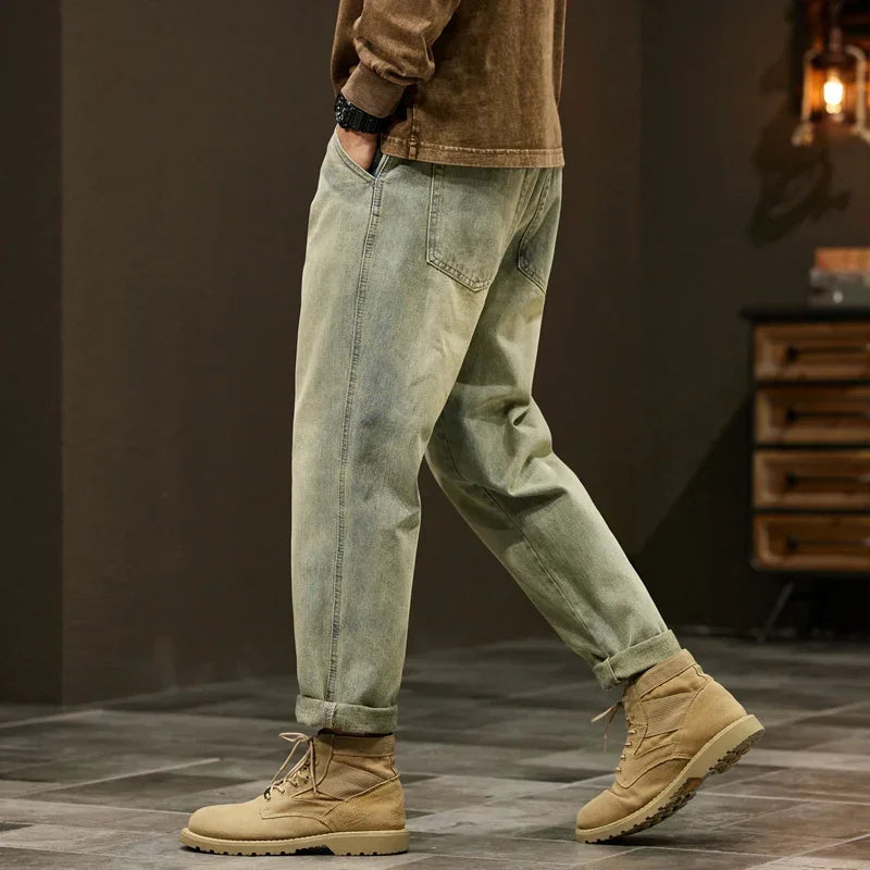 Men's 95% Cotton Jeans High Quality Loose Harem Pants Fashion Baggy Casual Outdoor Baggy Work Denim Pants Brand Men's Clothing