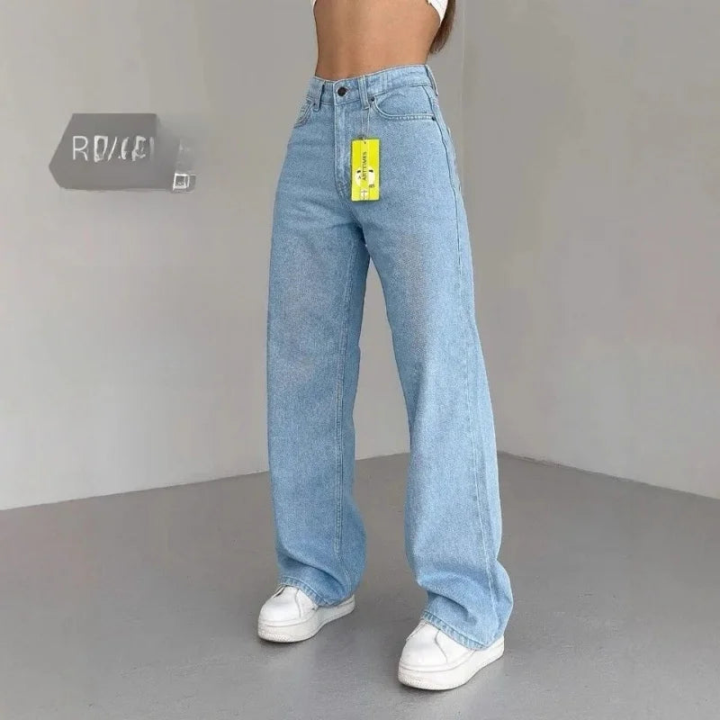 High Waist Straight Leg Jeans Große Größen Modische Frühling Herbst Lange Hosen Bequemer Freizeitstil Russische grenzüberschreitende Mode