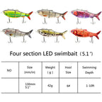 Automatischer Swimbait, elektrischer, robotergesteuerter Angelköder, 4-Segment, automatisch, mehrteiliger Köder, USB-wiederaufladbar, Wobbler, Pesca-Zubehör