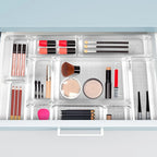 25tlg. Schubladen Organizer Set, durchsichtige Kunststoff-Schreibtischteiler, Behälter, Schlafzimmer-Kommode, Büro-Aufbewahrungsbox für Make-up, Schmuck, Gadgets