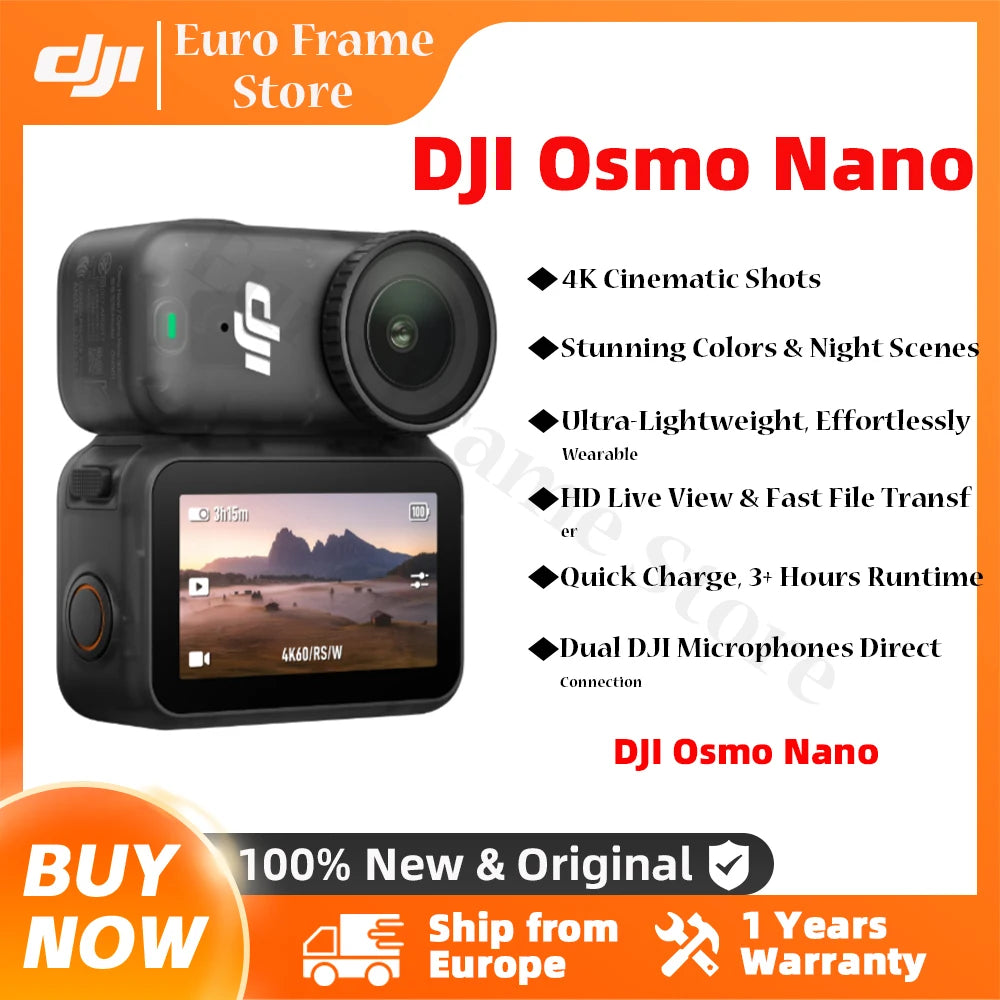DJI Osmo Nano Bundle Standard 128G / 64GB kleine Kamera Vlog 4K/60fps & 60° Weitwinkel-Sichtfeld völlig neuartiger 1/1.3" Sensor dual DJI Mikrofone