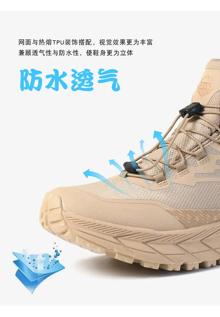 RAN Hiking Shoes Men Waterproof mesh walking shoes outdoor trekking Shoes Hunting Boots Tactical Ankle Boots women travel Boots