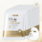 LAIKOU Korea Schnecken-Kollagen-Essenz-Maske, feuchtigkeitsspendende Tuchmaske, Anti-Falten-Gesichtsmaske, straffende Hautpflege, 25g*20 Stück