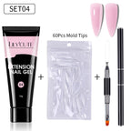 LILYCUTE 15ml Verlängerungsgel-Nagellack-Set Quick Nail Prolong mit Verlängerungsform-Nagelspitzen Acryl-Lösung Maniküre-Werkzeug-Kit