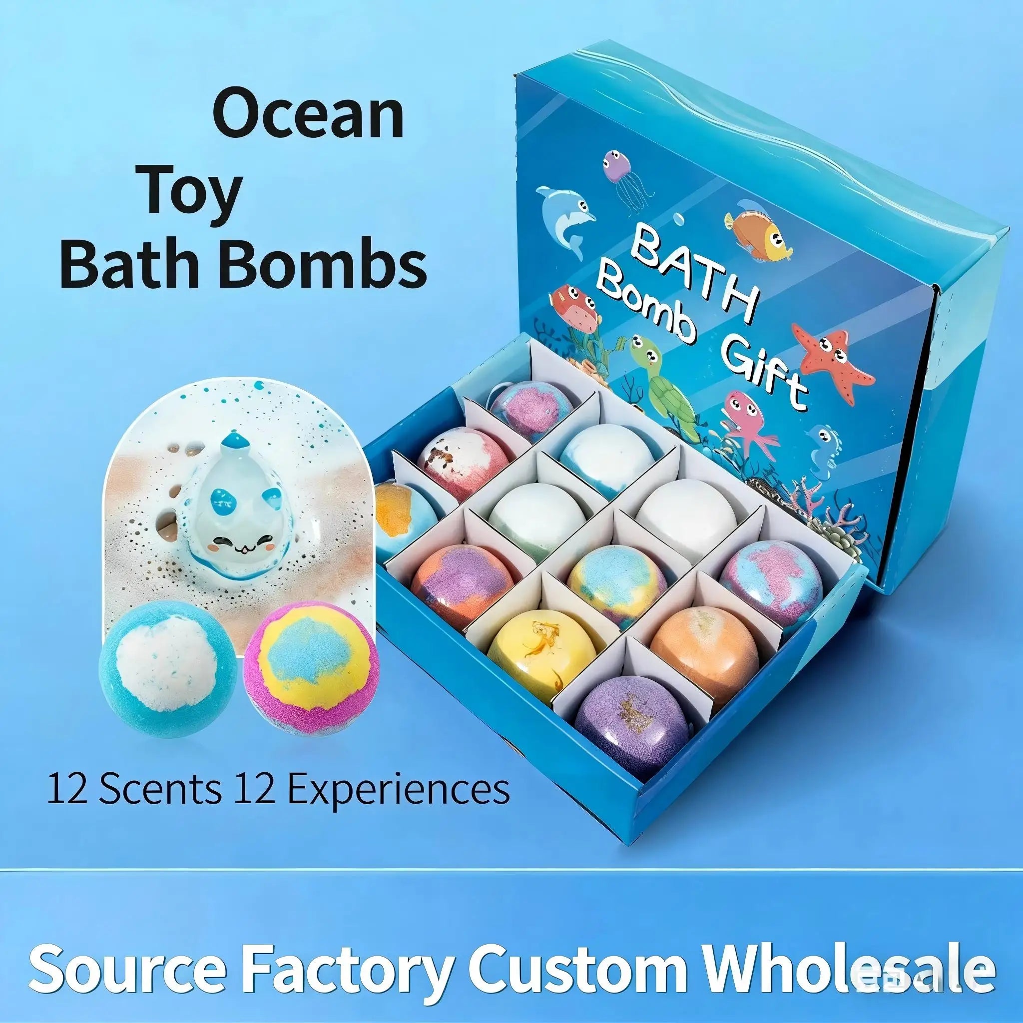 Badebomben-Set für Kinder Badegeschenk mit verstecktem Spielzeug Sicheres Ozean-Sprudelbad Perfekt für sensorisches Spielen Badespaß