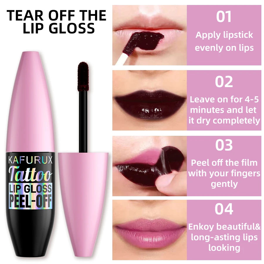 7 Farben Wasserdichtes Lip Tint zum Abziehen Lipliner Tattoo Lipgloss Lang Anhaltend Matt Rosa Rot Braun Kontur Make-up Lippenflecken Geschenk