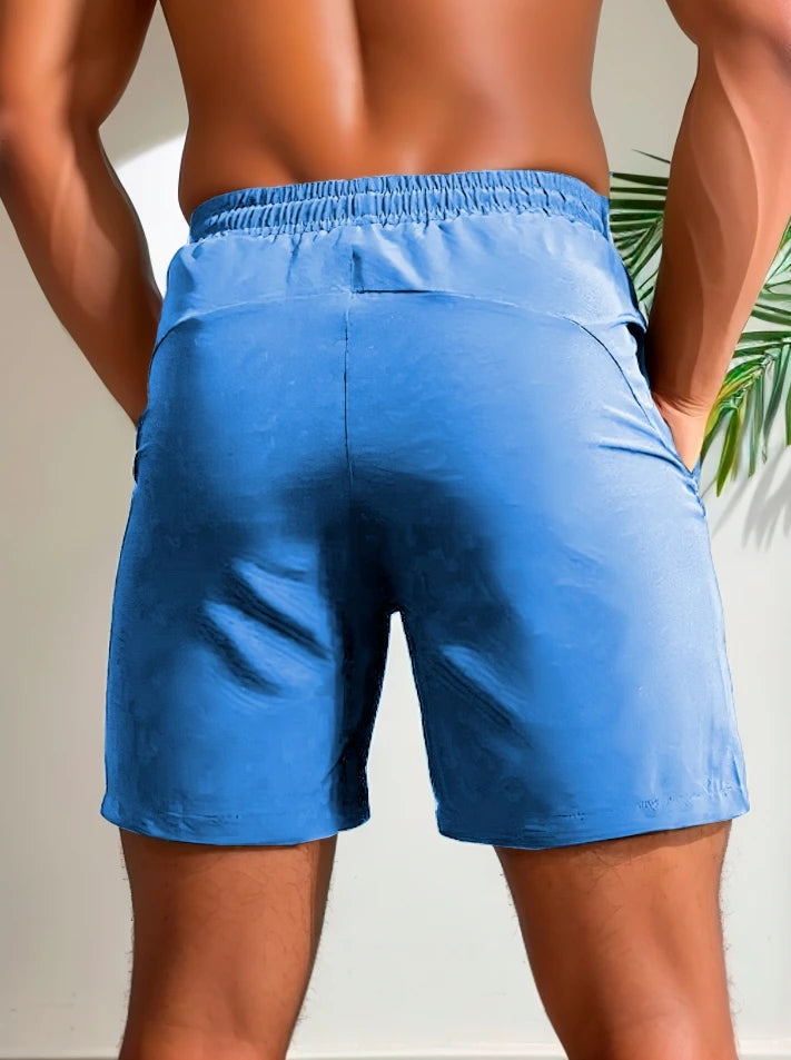 Herren-Shorts für sommerliches Fitnessstudio-Training, Laufen, Radfahren, schnell trocknend, atmungsaktiv, mit Kordelzug, Sporthose, Ausgeh-Outfit0428