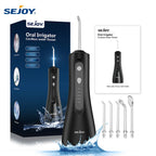 Sejoy Elektrische Wasserflosser Munddusche Wiederaufladbar Tragbar Dental 5 Modi Wassertank Zähne 300ML Wasserdichter Reiniger
