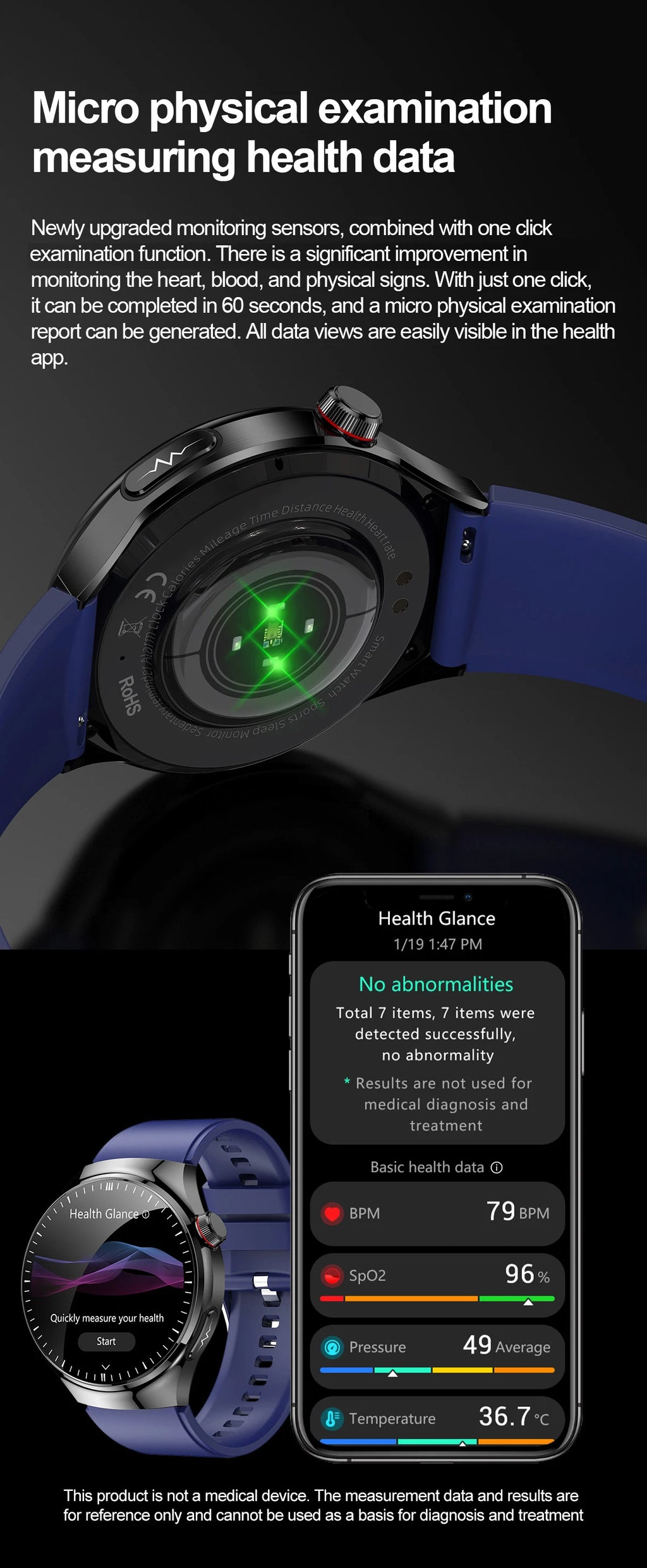 2025 Neue Smartwatch für die Krankenpflege: Blutsauerstoff, Blutfett, Harnsäure, EKG+PPG, Körpertemperatur, Bluetooth-Anruf, Gesundheits-Smartwatch