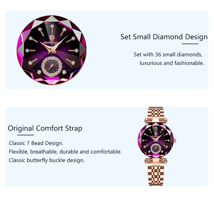 POEDAGAR Luxusuhr für Damen, wasserdicht, lässige Quarzuhr für Damen, hochwertige elegante Damenuhren, Damenuhr Reloj+Box