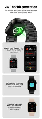 2025 Neue Sport Smartwatch Herren Full Touchscreen Herzfrequenz Bluetooth Anruf 1,9 Zoll KI-Sprache IP68 Wasserdichte Smartwatch Damen