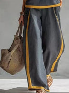 Damen Anzug mit Revers, langen Ärmeln, chic, einreihig, weites Bein, lange Hose, Sets 2026, lässiges, lockeres Outfit für den Alltag