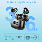 UYUXIO Kabelloser Kopfhörer 40 dB Geräuschunterdrückung Bluetooth 5.3 Kopfhörer ENC mit LED-Anzeige HD TWS Ohrhörer Transparenzmodus