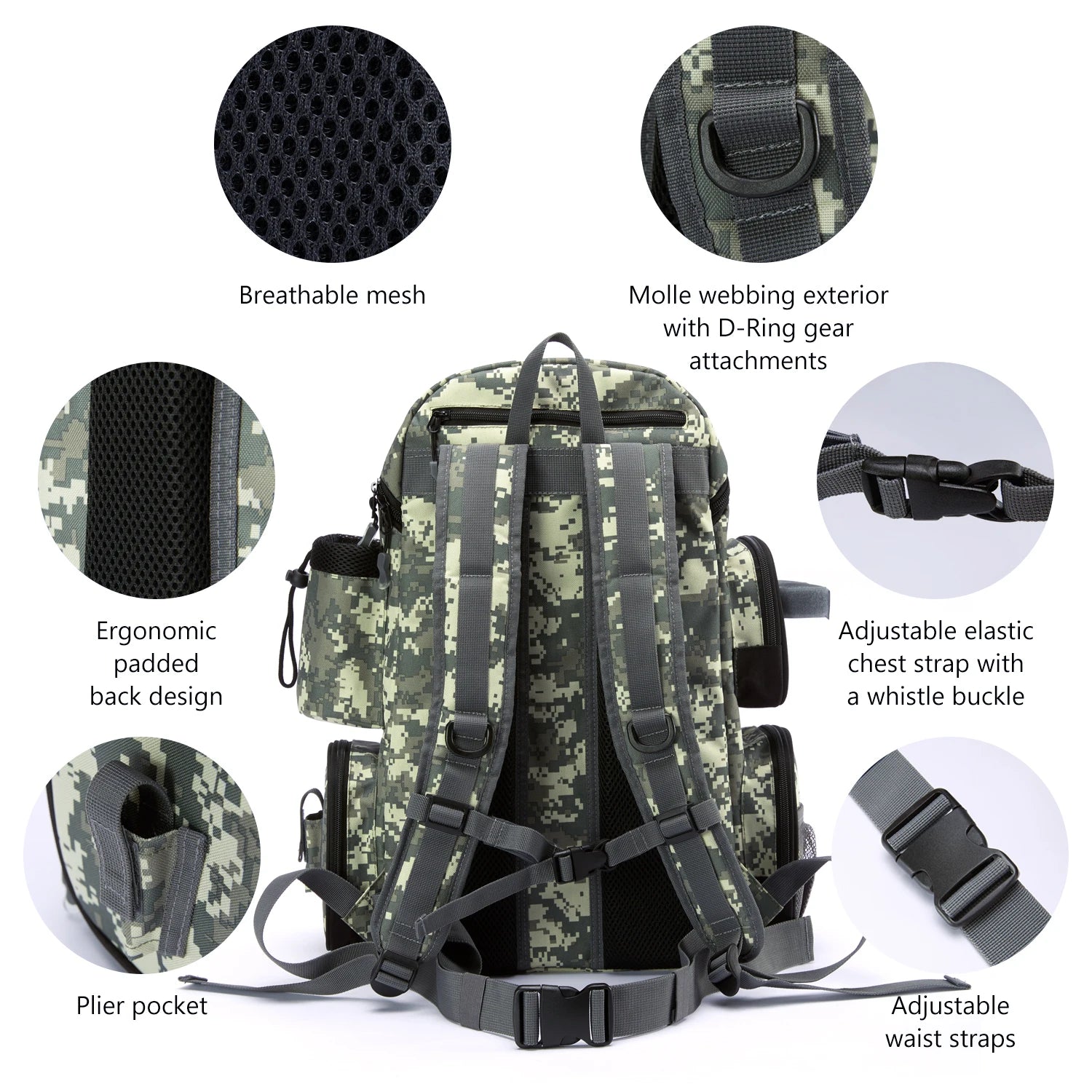Bassdash Angeltasche Köderrucksack Leicht Taktisch Köderbox Multifunktional