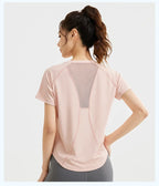 STOUREG Damen Lockeres Mesh Sport T-Shirt Schnell Trocknend Kurzarm Yoga T-Shirt Pilates Laufen Sport Fitness Kurzarm