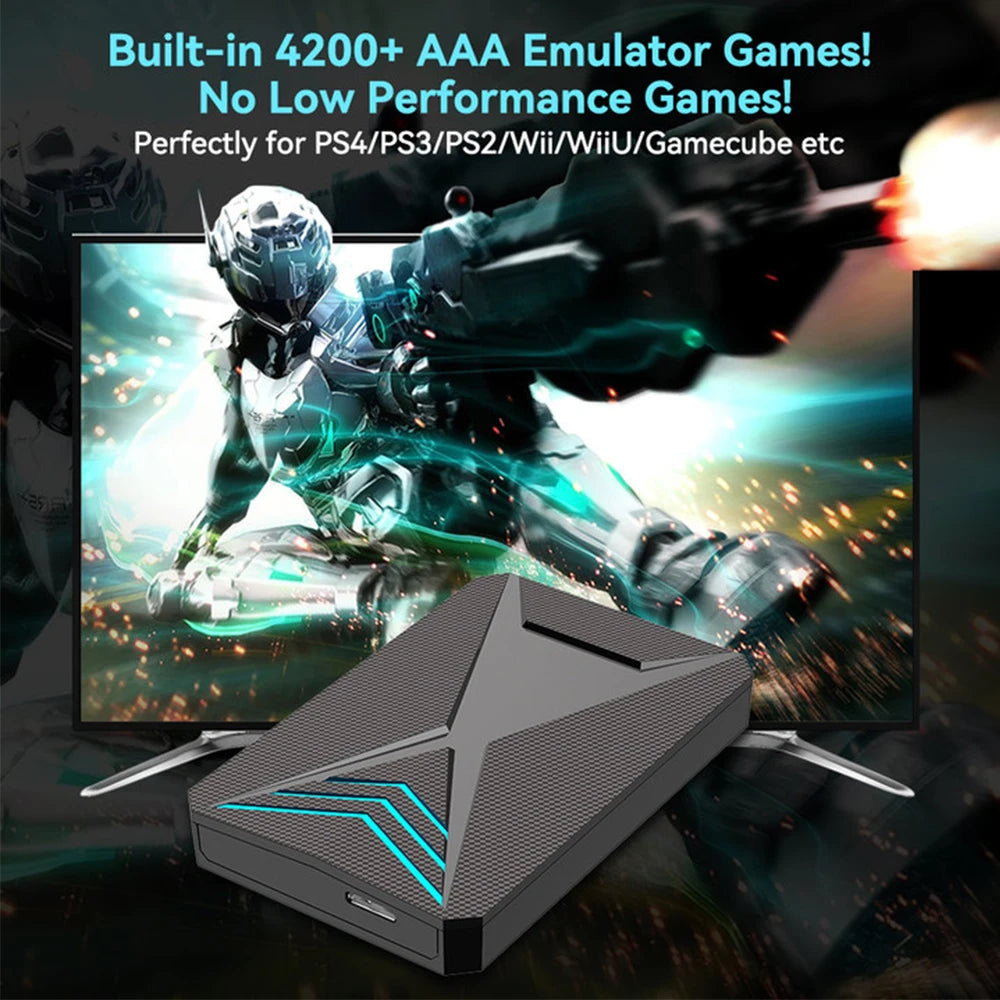 Launchbox 2T Spiele-Festplatte für PS4/PS3/PS2/Wii/WiiU/GAMECUBE etc. mit über 4200 3D/PC-Spielen, tragbare Spielekonsole für Laptops