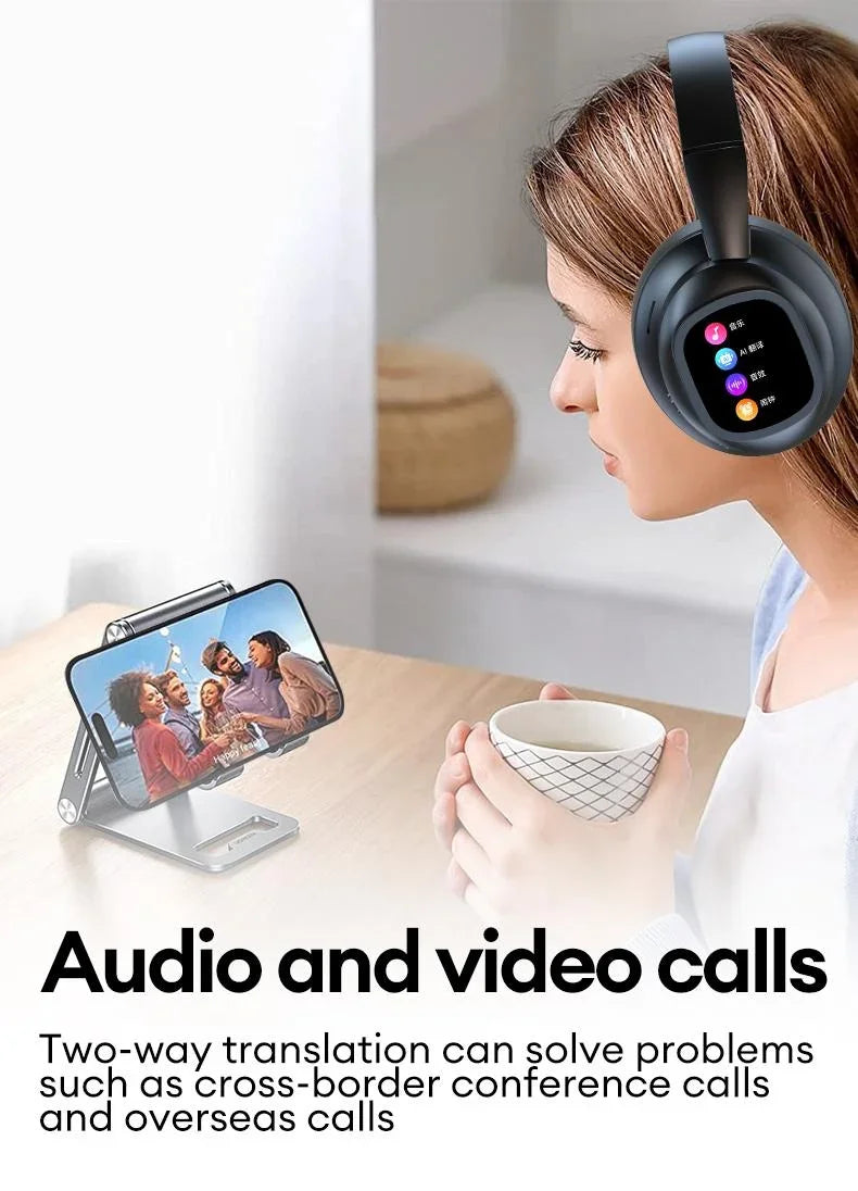 AI LCD Touchscreen Shock Bass Headsets HIFI Sound Kabellose Bluetooth-Kopfhörer ANC Geräuschunterdrückung Gamer-Ohrhörer mit Mikrofon