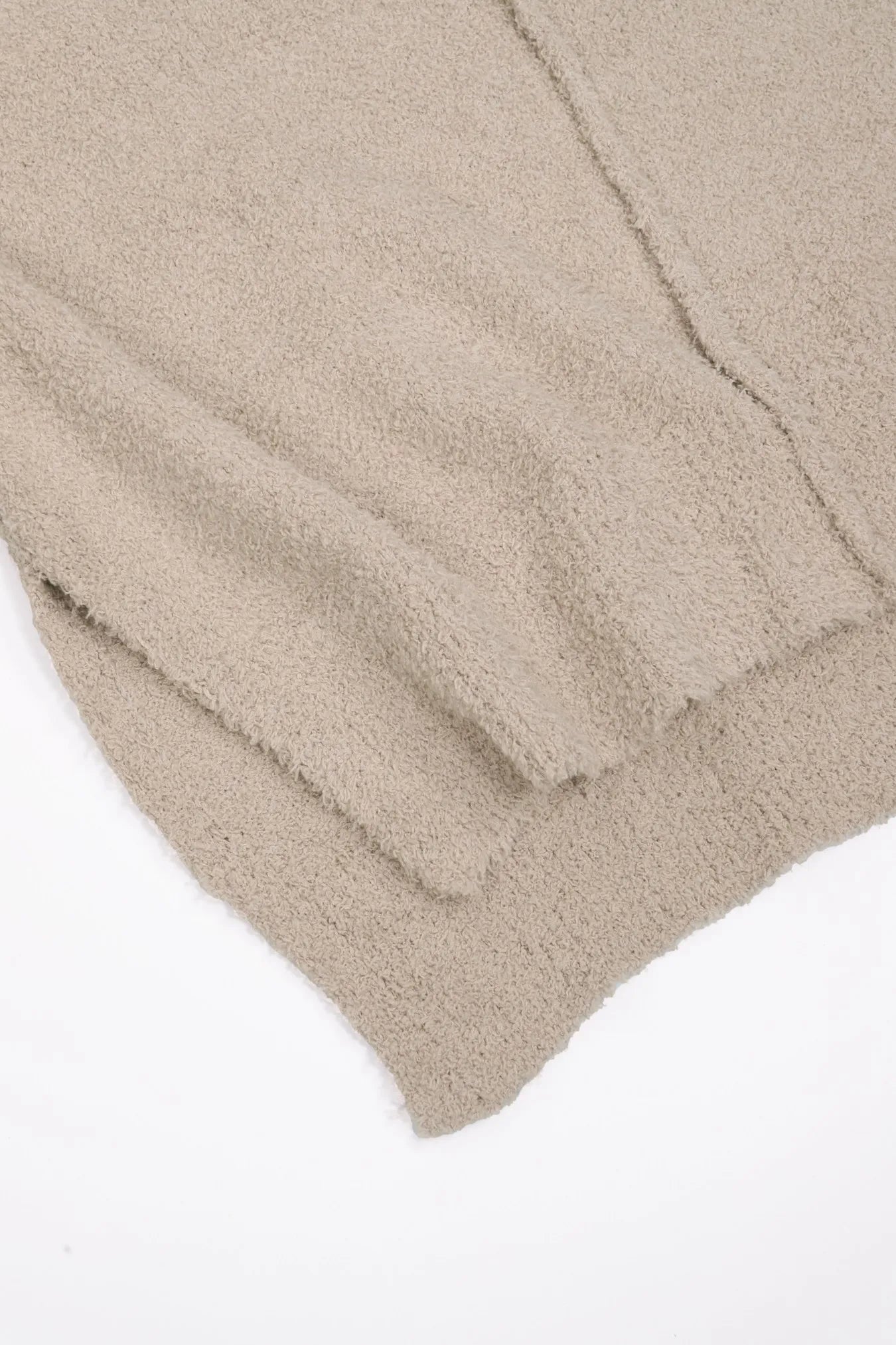 Damen beiges Oversize-Strick-Zweiteiler-Set mit Half-Zip Pullover und weiter Hose, lässige Loungewear