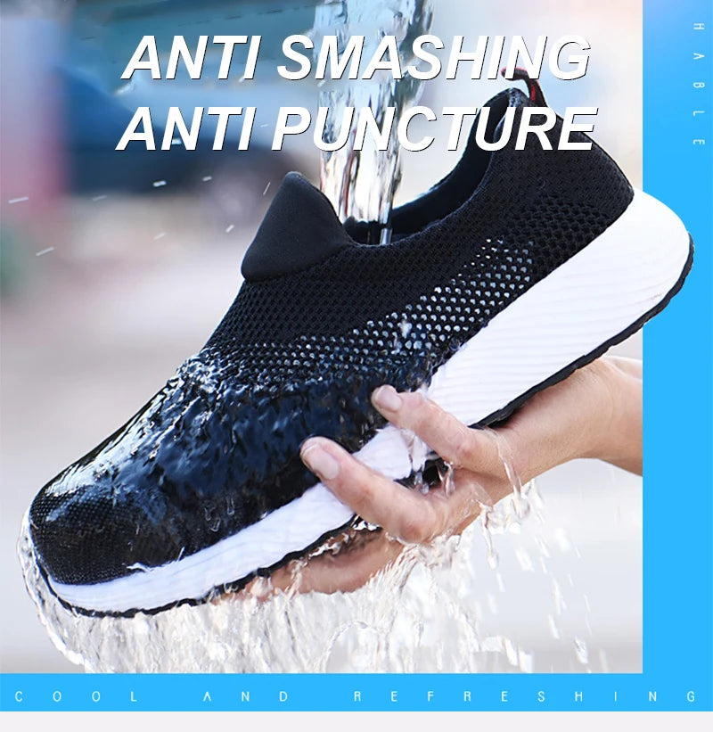 Sommer Mesh Leichte Arbeitssneaker Stahlkappe Schutzarbeitsschuhe Herren Damen Atmungsaktive Bauschuh Arbeitsstiefel Herren