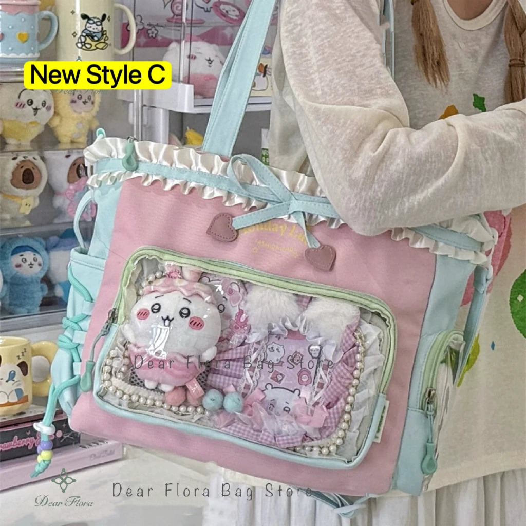 Neue Y2K Süße Japanische Ita Bag Lolita Mädchen Transparente Umhängetasche Große Kapazität Umhängetasche Lässige Tasche DIY Display Handtaschen