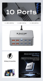 330W USB C GaN Ladegerät 100W PD3.0 PPS QC3.0 Multiport Schnellladestation für Laptop iPhone 15 16 Samsung Macbook Pro Tablet