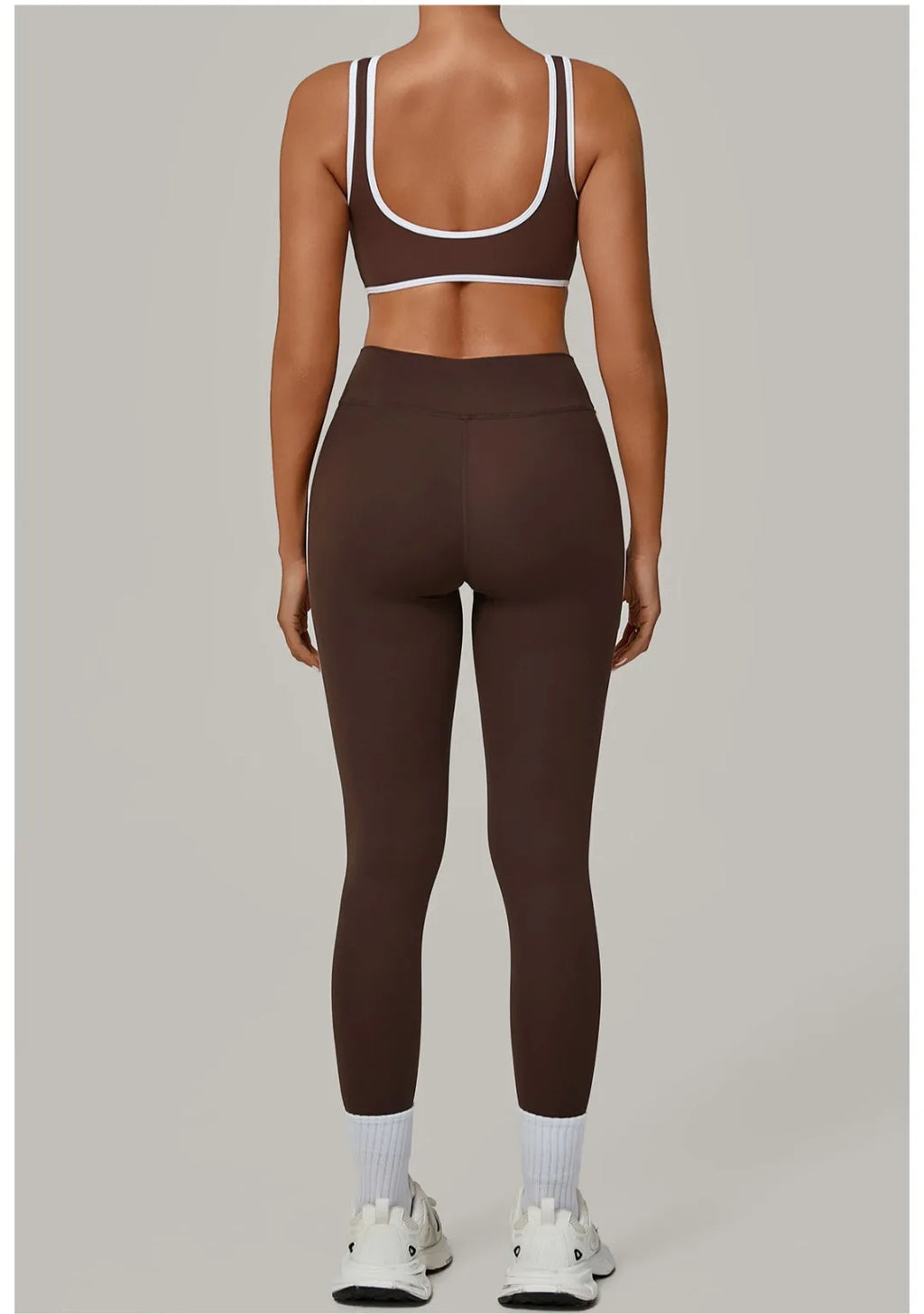 2PCS Damen Yoga-Set Hohe Taille Peach Hip Herausnehmbare Polsterung Sport-BH Hose Fitnessanzug Laufen Workout Gym Leggings Yoga-Set