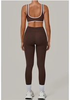 2PCS Damen Yoga-Set Hohe Taille Peach Hip Herausnehmbare Polsterung Sport-BH Hose Fitnessanzug Laufen Workout Gym Leggings Yoga-Set