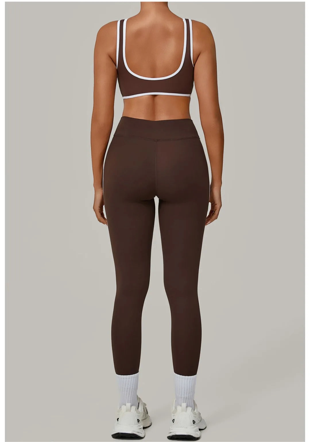 2PCS Damen Yoga-Set Hohe Taille Peach Hip Herausnehmbare Polsterung Sport-BH Hose Fitnessanzug Laufen Workout Gym Leggings Yoga-Set