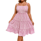Damen Übergrößen Mini Blumenkleider Halb Bodycon Kurzarm Sommer Trägerkleid Bequem Lässig Beste Wahl für den Sommer