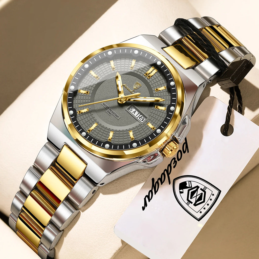 POEDAGAR Fashion Damen-Armbanduhr, Top Elegant, Woche, Datum, Damen-Uhr, Quarz, Edelstahl, Leuchtend, Wasserdicht, Damenuhren, Reloj