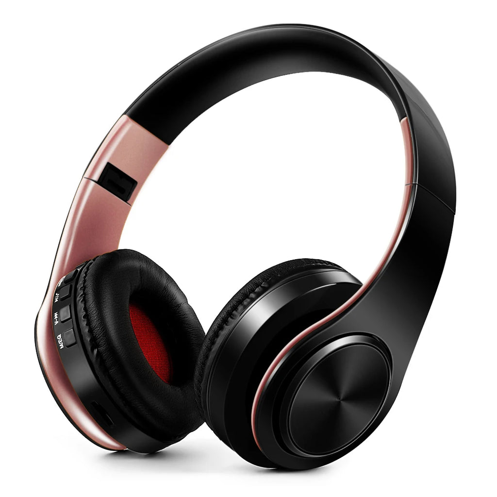Herren Geschenk Gold Wireless Kopfhörer Bluetooth Kopfhörer Stereo Headset Spiel mit eingebautem Mikrofon, universell für Android und iOS