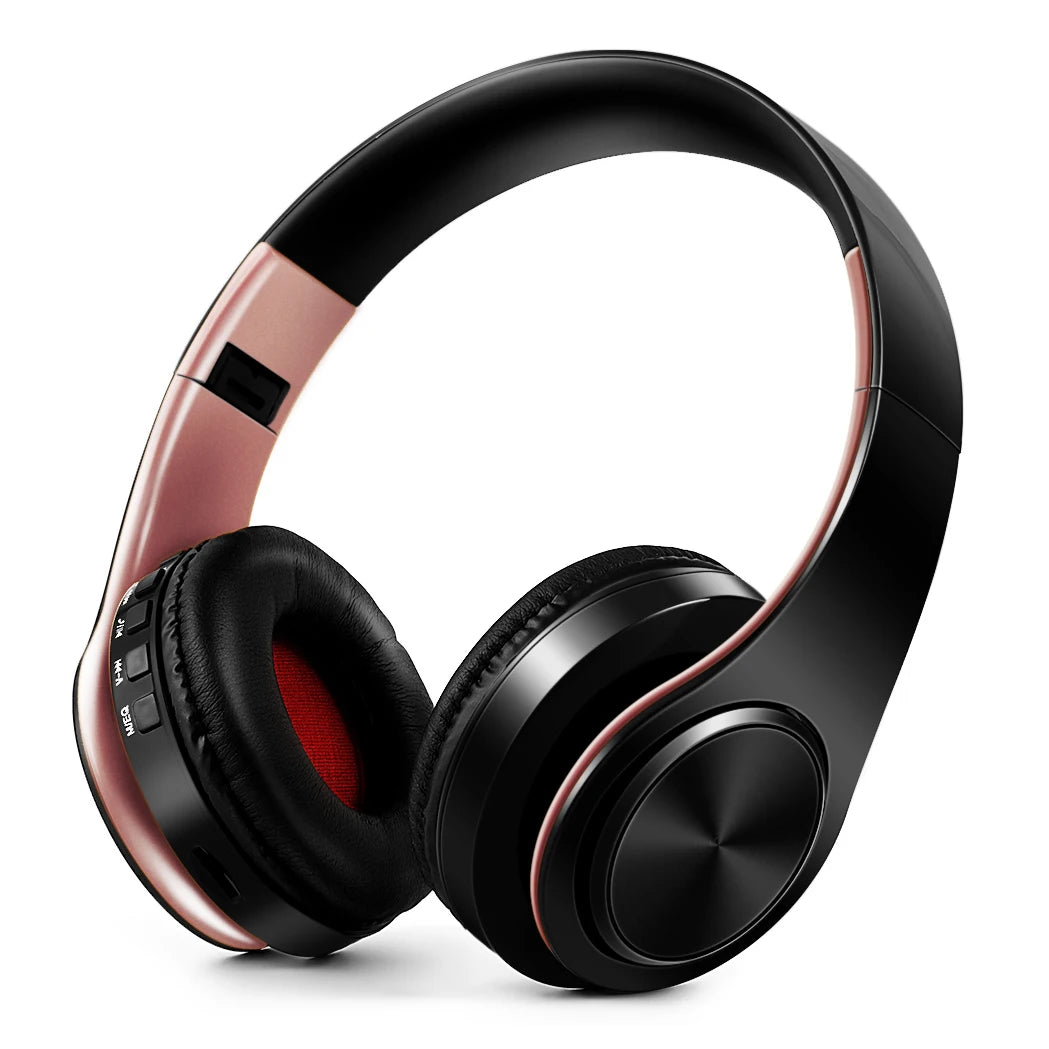 Herren Geschenk Gold Wireless Kopfhörer Bluetooth Kopfhörer Stereo Headset Spiel mit eingebautem Mikrofon, universell für Android und iOS