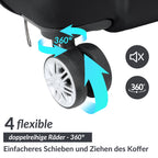 Comanlai 3-teiliges Rollkoffer-Set, schwarze Hartschalenkoffer, klassisches Streifendesign, mit 360°-Universalrollen, TSA-Schloss und Teleskopgriff, für Geschäftsreisen und Outdoor-Urlaub