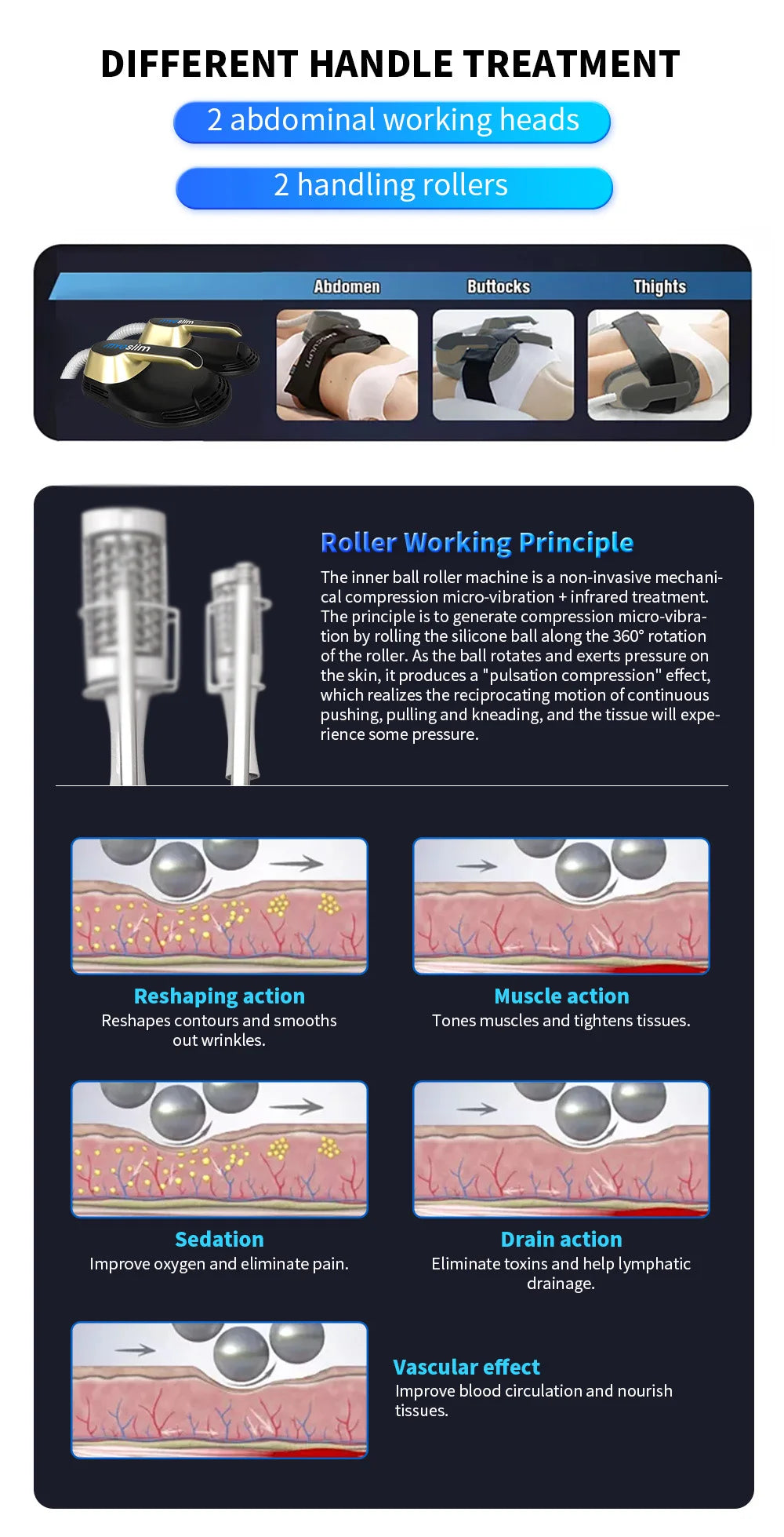 6500W MYOslim Sculpting Butt Lift Machine 2 in 1 Body Sculpt Machine RF Roller Muscle Stimulator Body Shaping Massage Equipment