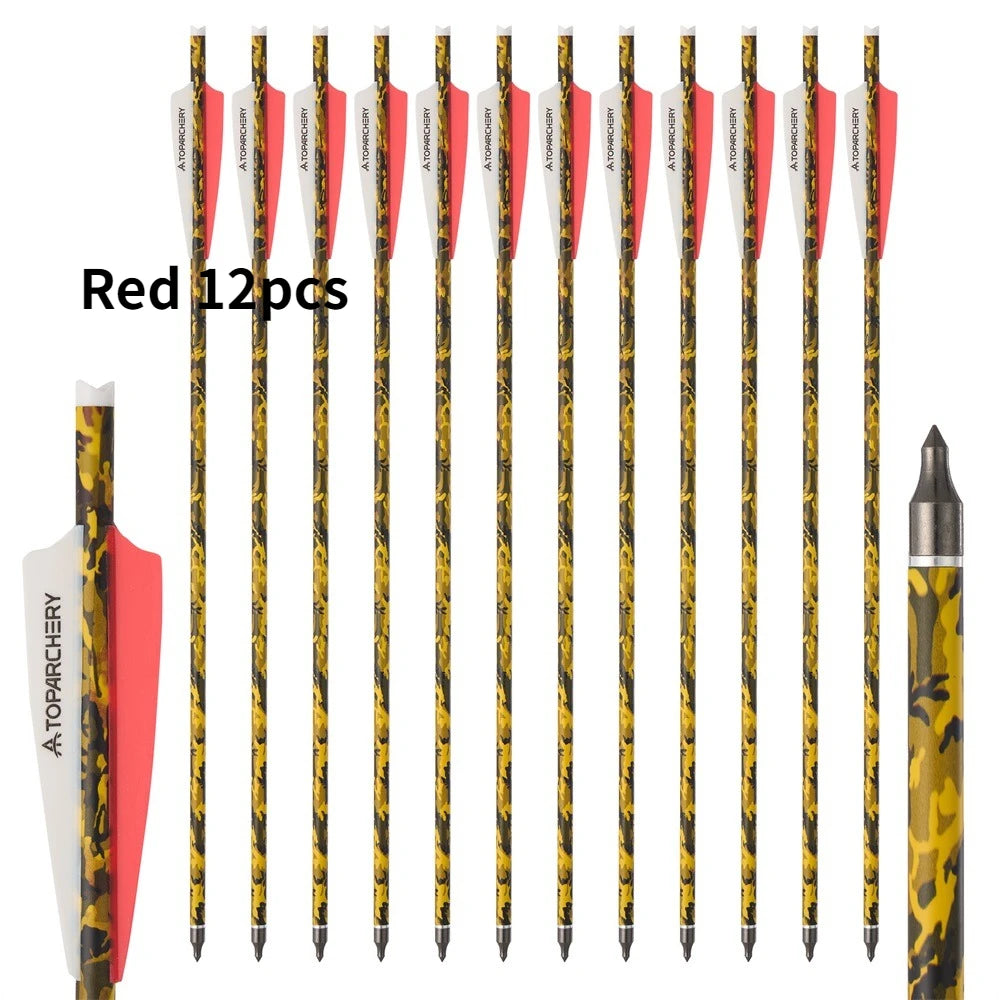 6/12/24 Stück 20'' Armbrustbolzen Carbonpfeil mit 4-Zoll-Feder ID7.6mm Outdoor Jagd Sport Praxis Armbrustpfeile