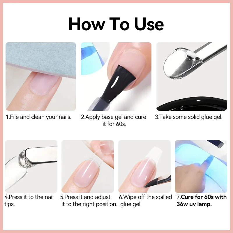 UR SUGAR 3tlg. Künstliche Nägel Set mit 420Stk. matten Soft Gel Tips Solid Glue Gel Entferner Schnelles Nagelverlängerungs-Kit Nagelpflege Starter-Set
