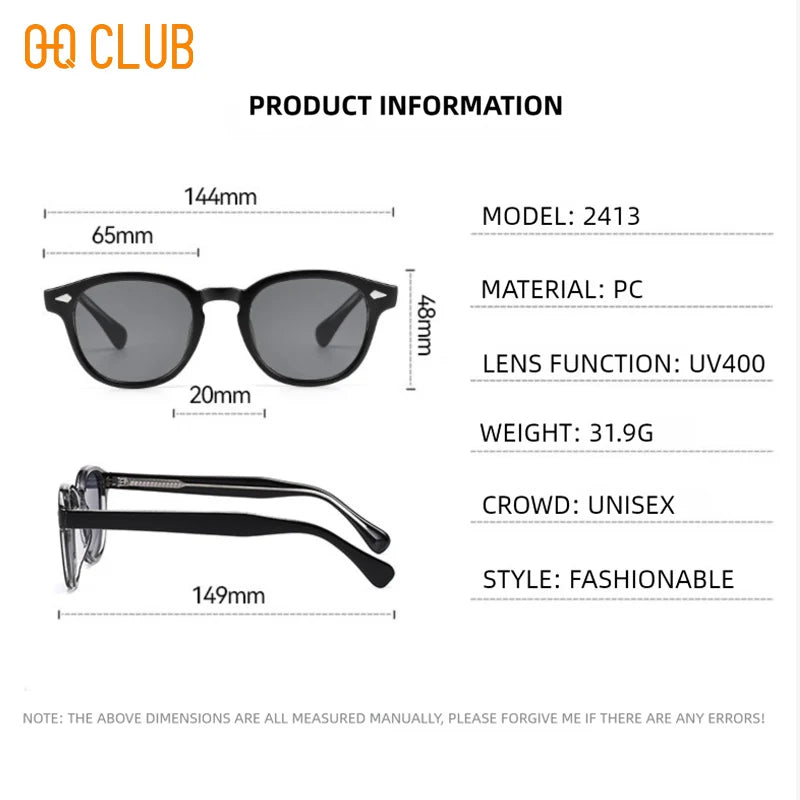 O-Q CLUB Retro Runde Herrensonnenbrille Damen Sonnenbrille Frau UV400 Lunette Zonnebril Dames Polarisierte Gläser Mann Brille Vintage