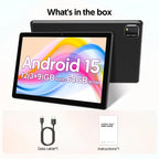 Neueste globale Version Android 15 Tablet, 10-Zoll-Tablet, Quad-Core-Prozessor, 1280*800 Auflösung, 12 (3+9) GB RAM, 64 GB Speicher