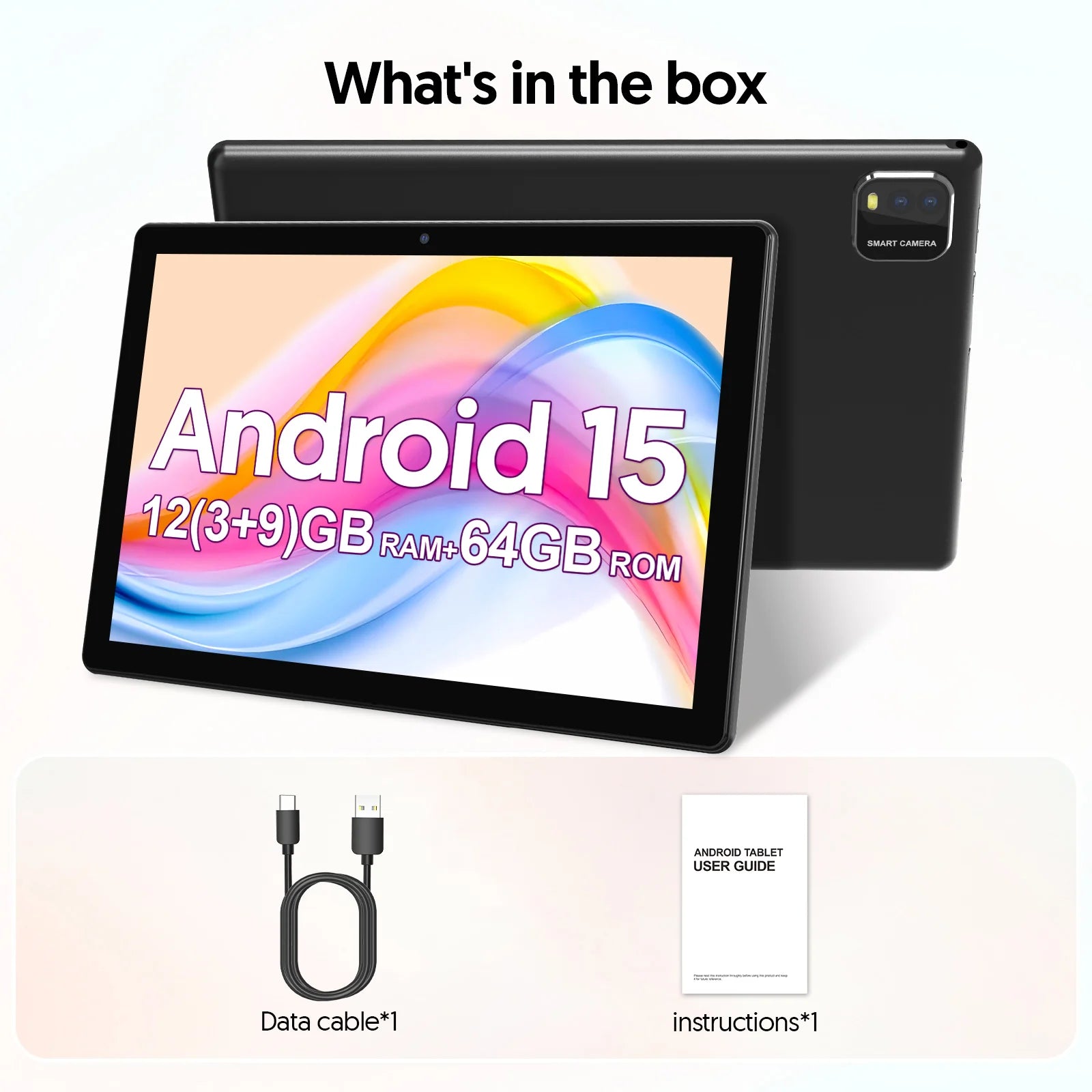 Neueste globale Version Android 15 Tablet, 10-Zoll-Tablet, Quad-Core-Prozessor, 1280*800 Auflösung, 12 (3+9) GB RAM, 64 GB Speicher