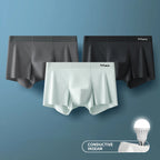 MIIOW 3er-Pack Ice Silk Herrenunterwäsche Boxer Metallfaser Antistatisch Herrenunterhosen Nahtloser Schnitt Saum Herren Slips Boxershorts Trunks