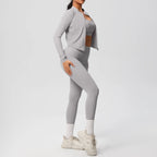 3-teiliges Sportbekleidung Yoga-Set Gym Sport-BH Reißverschlussjacke Leggings Kleidung Sportbekleidung Yoga-Anzüge für Damen Fitness-Set Trainingsanzug