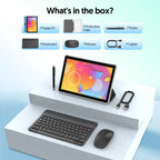 Android 15 Tablet, 10,0-Zoll-Bildschirm, Quad-Core-Prozessor, 12 GB RAM (3 GB+9 GB), 64 GB Speicher, 2MP+8MP Dual-Kameras, 6000 mAh