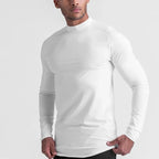 Einfarbige, eng anliegende, schweißabsorbierende, elastische Shirts Fitnessstudio Bodybuilding Fitness Rollkragen-T-Shirts Herren Langarm Schnelltrocknend Herbstkleidung
