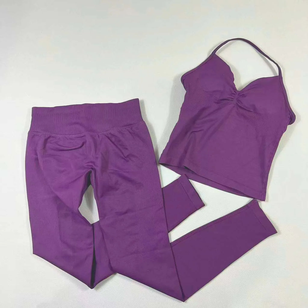 UETEEY Seamless Gym Set Women Tank Tops High Waist Scrunch Yoga Leggings Fitness Clothes Workout Sets Gym Suit Activewear