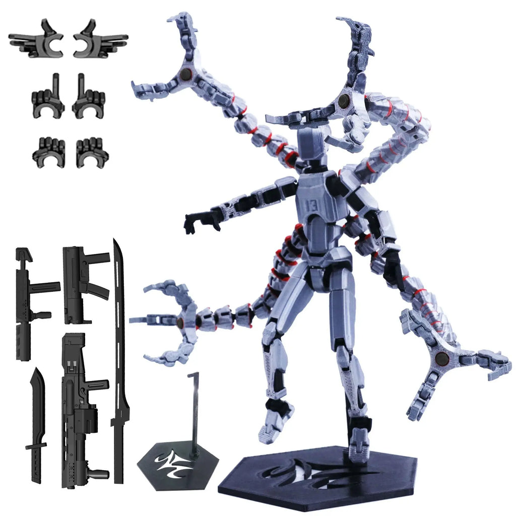 T13 Actionfigur, 3D-gedruckt, mehrgelenkig, beweglich, Titan 13 Lucky Dummy Nova Roboter-Actionfigur, Desktop-Montage, fertiges Geschenk