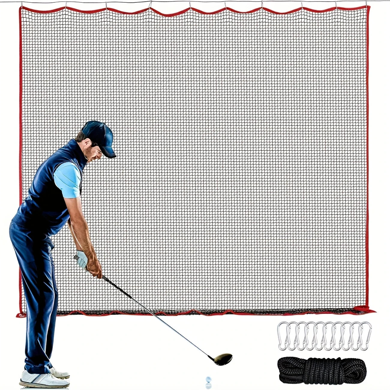 Golfnetz, 3x3 m Golf-Übungsnetz und Sportnetz, hochschlagfestes Golf-Barrierenetz, strapazierfähiges Golfballnetz, Hauptbild