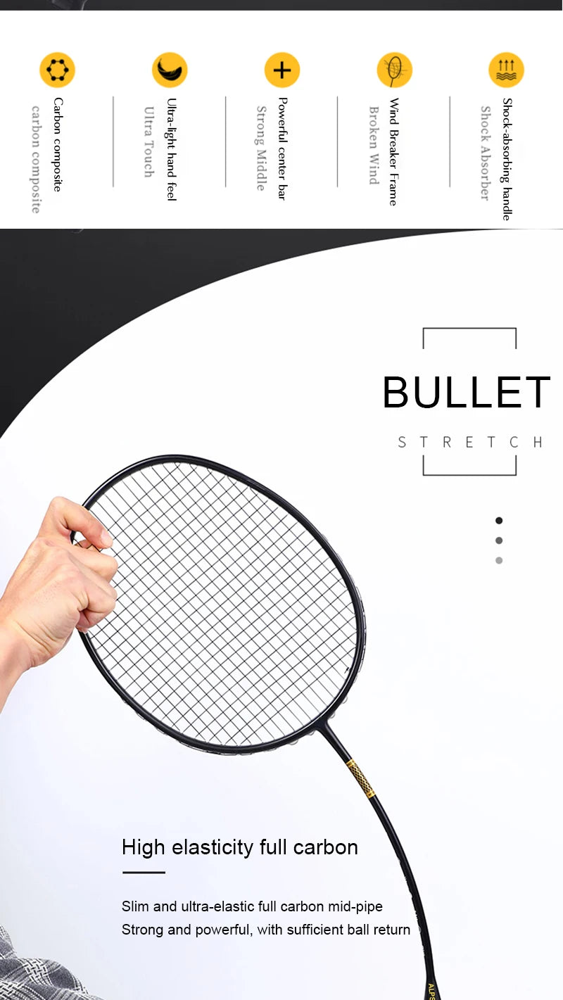 ALP ZJ2.0 Pro 4U 85g 100% Carbonfaser + Titanlegierung Badmintonschläger Ultraleichte Sportausrüstung Schläger Badmintontraining