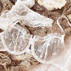 Neues Dessous-Tangas-Set, sexy, ultradünner transparenter BH, Damen-Bügel-Push-up-BH-Set, sommerliche, romantische Pfirsichherz-Unterwäsche